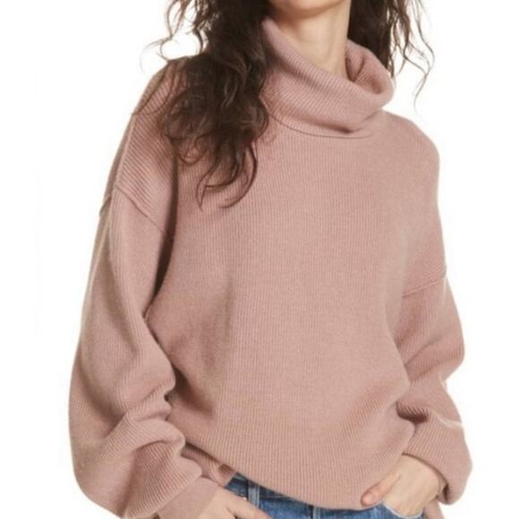 Free People Softly Structured Knit Tunic Top Sweater Dusty Mauve Blush Size S - Picture 1 of 11